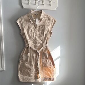 Tan Cream Mini Dress